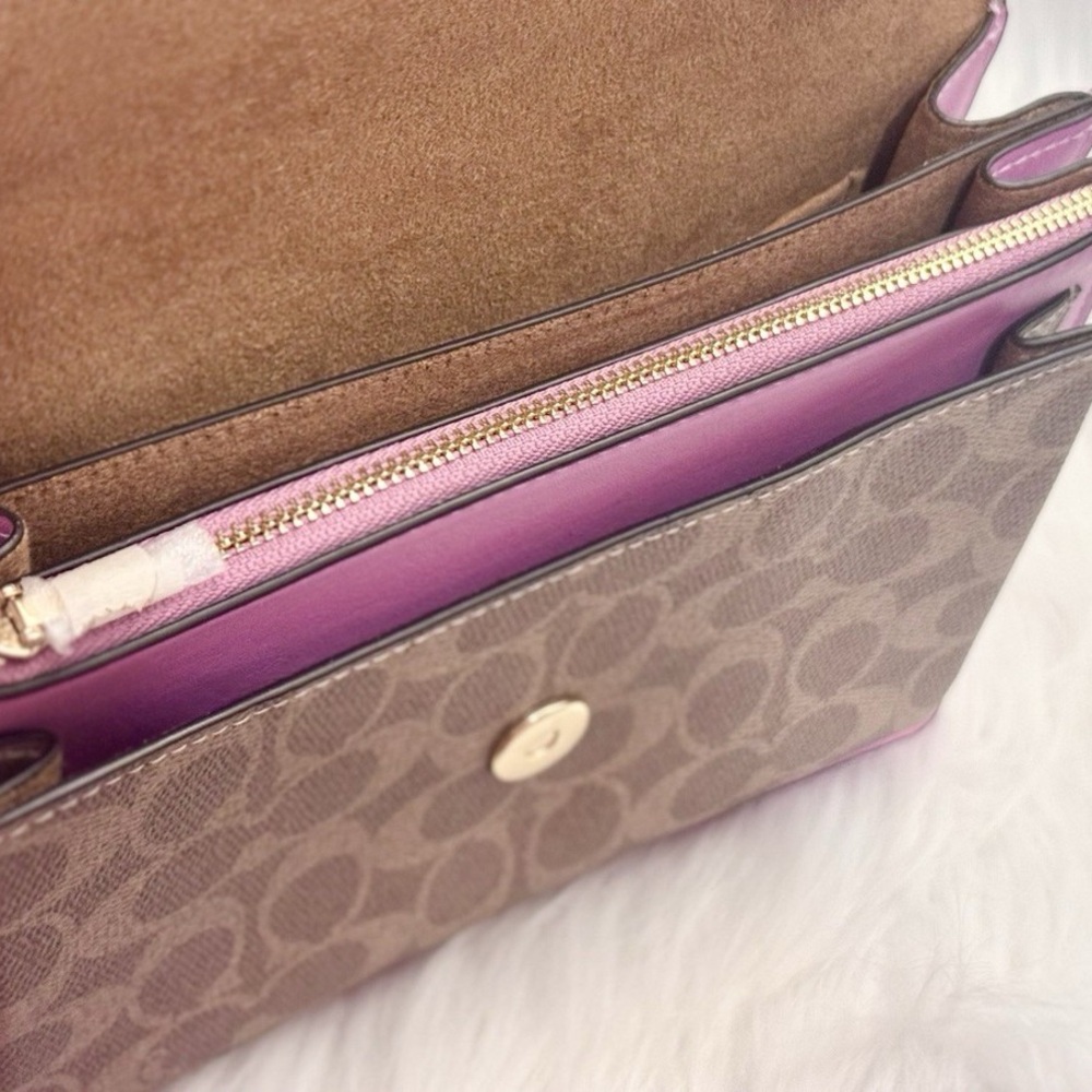 Coach Pink and Brown Leather Chain Crossbody Bag - Picture 7 of 10
